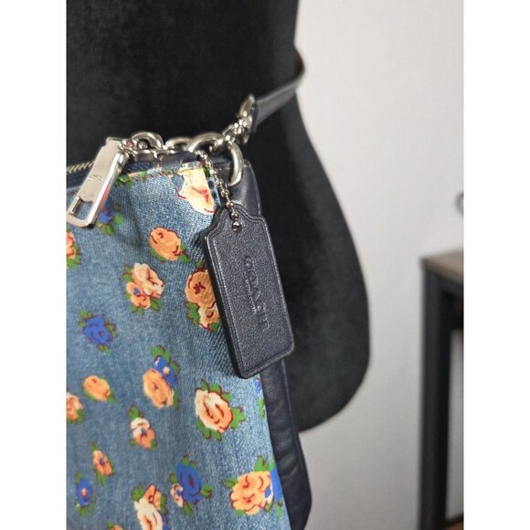 Coach Layla Shoulder Bag in Denim with Floral Print and Leather M1681-F57549 - Picture 3 of 9